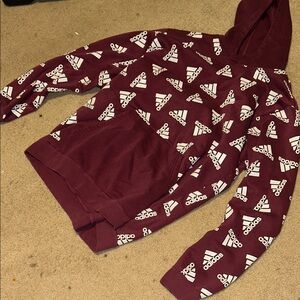 Adidas Maroon Hoodie with White Logo Design